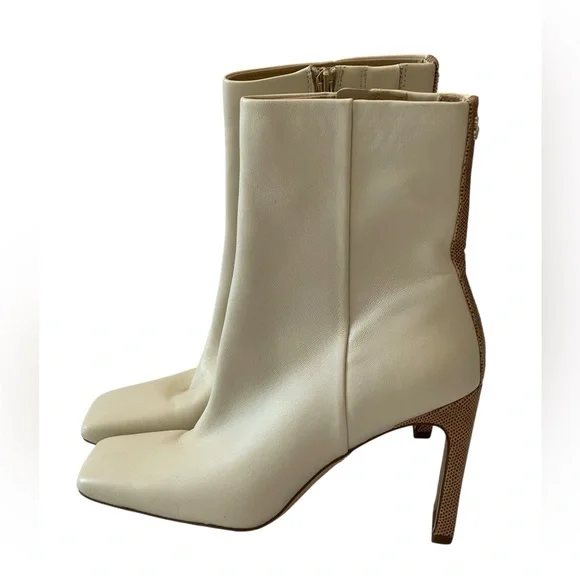 Sam Edelman Anika Cream Bootie Embossed Lizard Size 8 Mob Wife Neutral Reptile - Picture 2 of 9